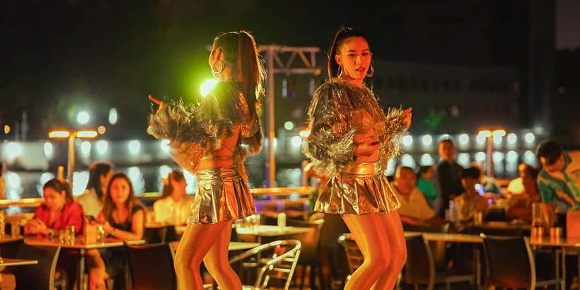 Bangkok: Carnival Dinner Cruise with Free-Flow Beer & Buffet - What the two-deck boat offers