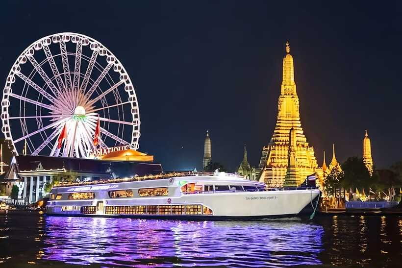 Bangkok: White Orchid Chao Phraya Dinner Cruise free Beer - Sunset, night, and weather choices