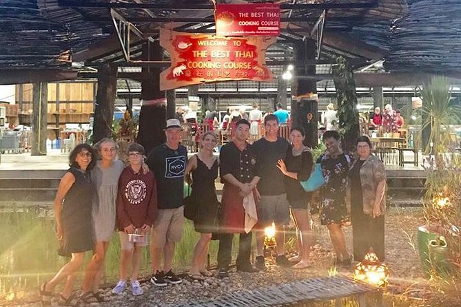 Evening Cooking Class in Organic Farm with Local Market Tour - Sitting down to eat your own cooking