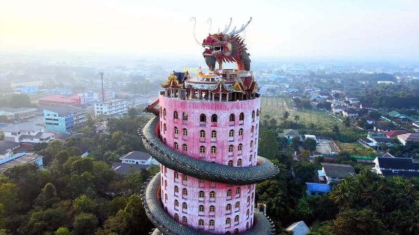 From Bangkok: Don Wai Market, Wat Samphran & Lotus Café Tour - Wat Don Wai: a smaller temple pause