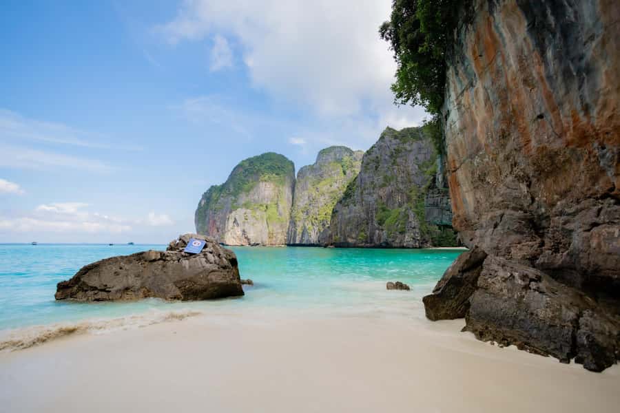 From Phi Phi Island: Maya Bay Sunset & Plankton by Speedboat - Viking Cave from the water