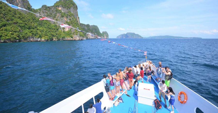 From Phuket: Snorkeling Ferry Cruise to Phi Phi Islands - Seeing Phi Phi Leh from the ferry