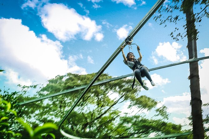 Jungle Flight Zipline Roller Coaster - Gear-up, safety briefing, and the first short trek