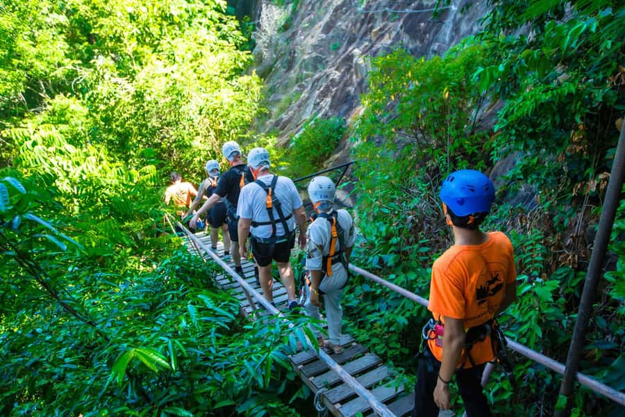 Ko Pha Ngan: Sky-High Zipline & Wang Sai Waterfall Views - Guide support and safety