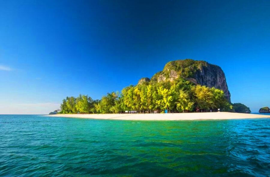 Krabi: 4 Islands Sunset Longtail Boat Tour with BBQ Dinner - Phra Nang and Railay: limestone cliffs before the islands