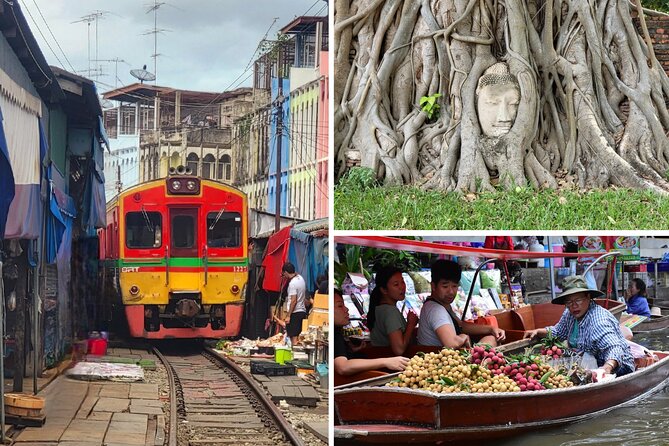 Private Tour to Railway Market, Floating Market And Ayutthaya - Maeklong Railway Market and the train through the stalls